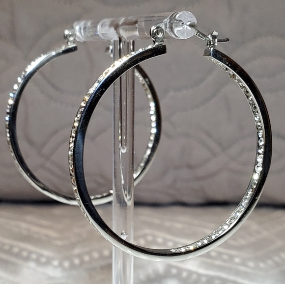 Silver Hoop Earrings - Picture 2 of 3
